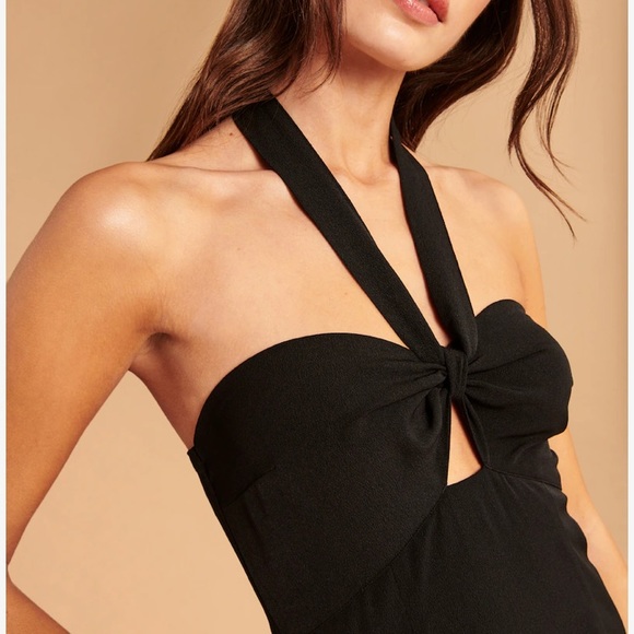 Abercrombie & Fitch Knot Front Cutout Halter Midi Dress - Picture 3 of 6